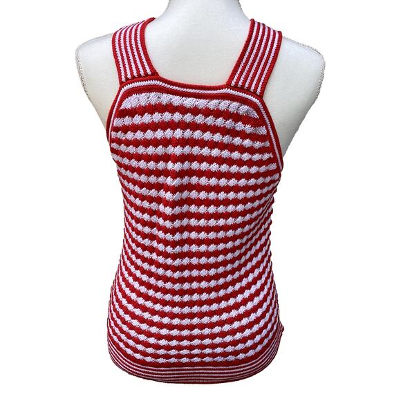 Gap Crochet Tank Knit Sweater Top White & Apple Red Women's Medium - Picture 10 of 10